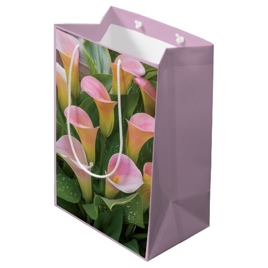 55e bruiloft Jubileum Pink Calla Lily Medium Cadeauzakje (Achterkant Gekanteld)