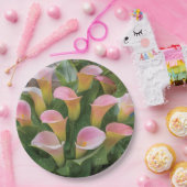 55e bruiloft Jubileum Pink Calla Lily Papieren Bordje (Feest)