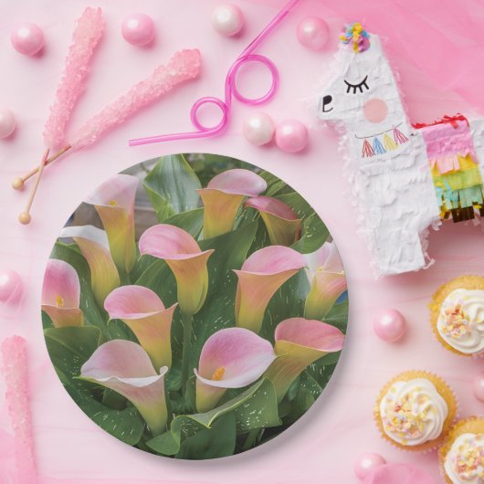 55e bruiloft Jubileum Pink Calla Lily Papieren Bordje (Feest)