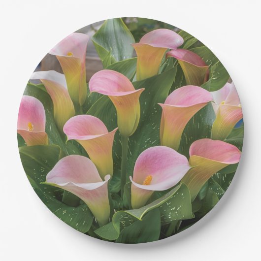 55e bruiloft Jubileum Pink Calla Lily Papieren Bordje (Voorkant)