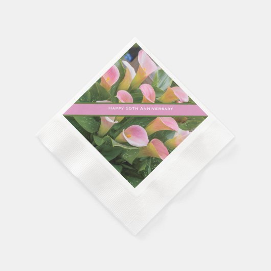 55e bruiloft Jubileum Pink Calla Lily Servet (Hoek)