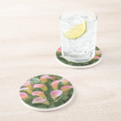 55e bruiloft Jubileum Pink Calla Lily Zandsteen Onderzetter (Zijkant)