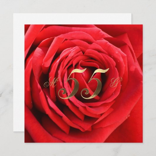 55e bruiloft Jubileum Rode rozen Hart Elegant Kaart (Voorkant / Achterkant)