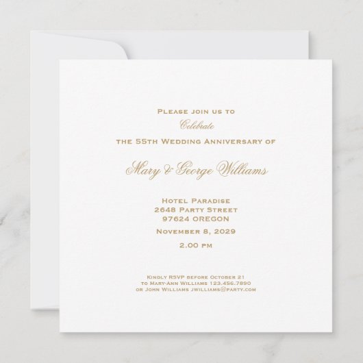 55e bruiloft Jubileum Rode rozen Hart Elegant Kaart (Achterkant)