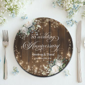 55e bruiloft Jubileum Rustieke String Lights Papieren Bordje