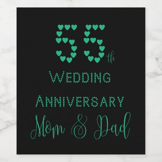 55e bruiloft Jubileum smaragd bruiloft ouders Wijn Etiket (Enkel label)