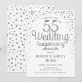 55e bruiloft Jubileum - Zilver & Wit Kaart (Voorkant / Achterkant)