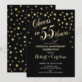 55e bruiloft Jubileum - Zwart & Goud Kaart (Voorkant / Achterkant)