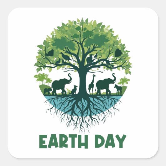55e Dag van de Aarde 2025 22 april Vierkante Sticker (Voorkant)