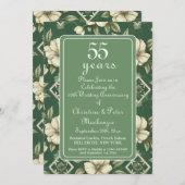55e Emerald Ivoor Floral Wedding Jubileum Kaart (Voorkant / Achterkant)
