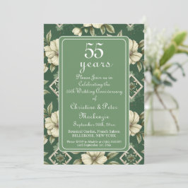 55e Emerald Ivoor Floral Wedding Jubileum Kaart