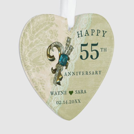 55e Emerald Jewel Bruiloft Jubileum Ornament (voorkant)