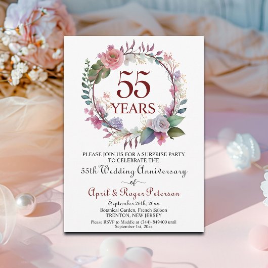 55e Emerald Surprise Wedding Jubileum Floral Kaart