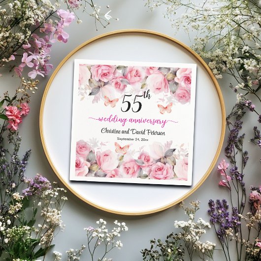 55e Emerald Wedding Jubileum Blush Rozen Servet
