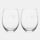 55e Emerald-Wedding Jubileum Handtekening Script Wijnglas Zonder Voet (Achterkant)