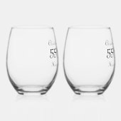 55e Emerald Wedding Jubileum Handtekening Script Wijnglas Zonder Voet (Rechts)