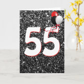 55e geboortedag ballonnen op zwarte Glitter Kaart (Gele Bloem)