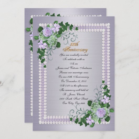 55e herdenkingsdag huwelijk hernieuwing Lavender Kaart (Voorkant / Achterkant)