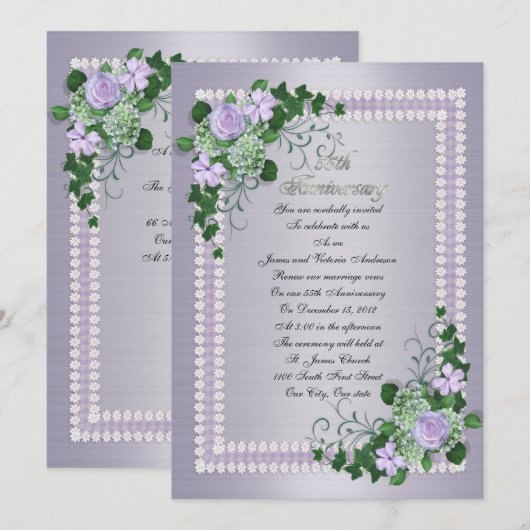 55e huwelijksjubileum hernieuwing huwelijksgelofte kaart (Voorkant / Achterkant)