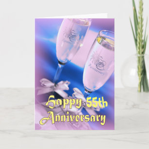 55e huwelijksverjaardag champagne viering kaart