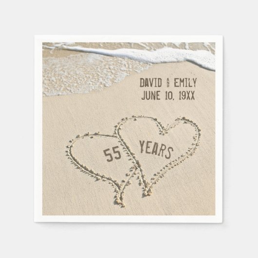 55e Jubileum Beach Hearts Napkins Servet (Voorkant)