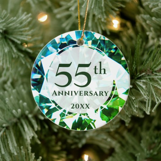 55e Jubileum Emerald Foto gepersonaliseerd Keramisch Ornament (Boom)