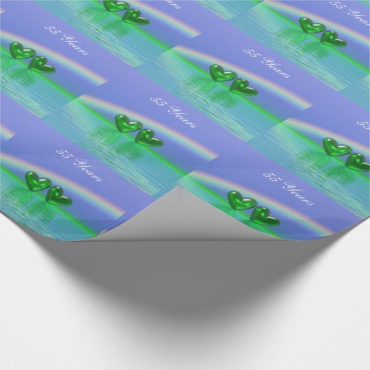 55e Jubileum Emerald Hearts Cadeaupapier (Hoek)