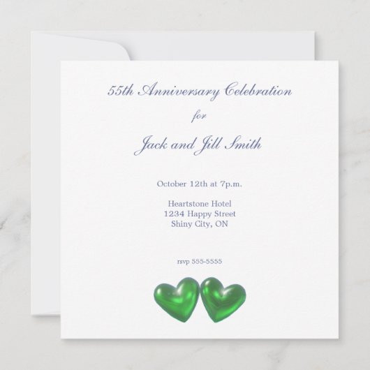 55e Jubileum Emerald Hearts Kaart (Achterkant)