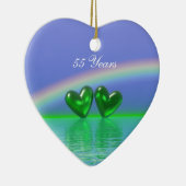 55e Jubileum Emerald Hearts Keramisch Ornament (Rechts)