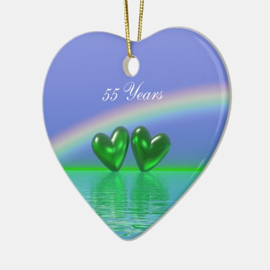 55e Jubileum Emerald Hearts Keramisch Ornament (Links)
