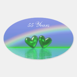 55e Jubileum Emerald Hearts Ovale Sticker