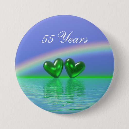 55e Jubileum Emerald Hearts Ronde Button 7,6 Cm (Voorkant)