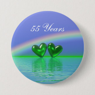55e Jubileum Emerald Hearts Ronde Button 7,6 Cm