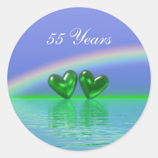 55e Jubileum Emerald Hearts Ronde Sticker (Voorkant)