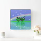 55e Jubileum Emerald Hearts Vierkante Klok (Huis)