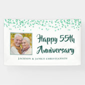 55e Jubileum Foto Emerald Green Confetti Spandoek (Horizontaal)