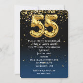 55e Jubileum Gold-ballonnen en Confetti Kaart (Voorkant)