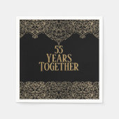 55e Jubileum Gold Lace op Black Napkins Servet (Voorkant)
