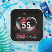 55e Jubileum hartbrok met rood hart Papieren Bordje (Feest)
