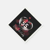 55e Jubileum hartbrok met rood hart Servet (Hoek)