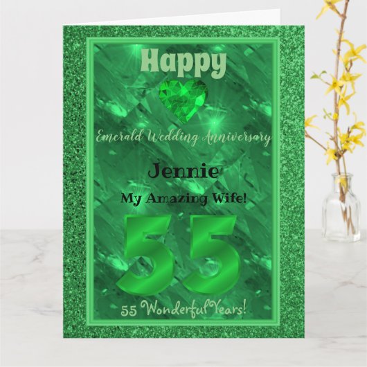 55e Jubileum Kaart voor vrouw (Gele Bloem)