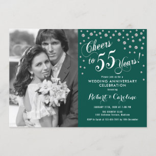 55e Jubileum met foto - Silver Emerald Green Kaart