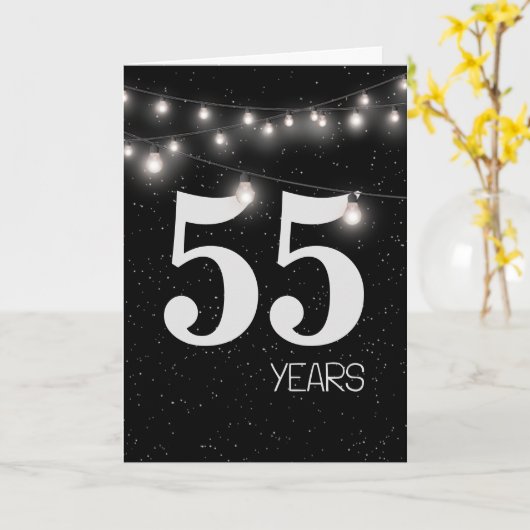 55e Jubileum met lampjes en sterren Kaart (Gele Bloem)