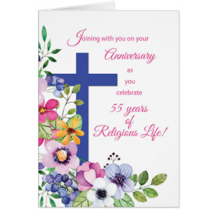 55e Jubileum Nun Religious Life Cross, Flowers