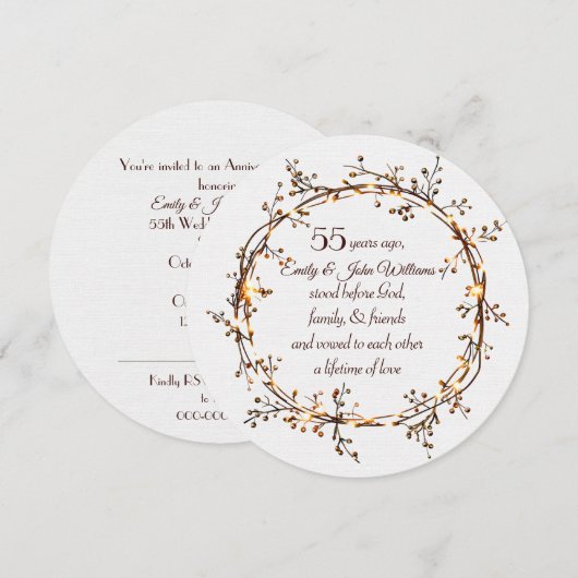 55e Jubileum Party Gloeiende Autumn Berry Krans Kaart (Voorkant / Achterkant)