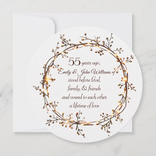 55e Jubileum Party Gloeiende Autumn Berry Krans Kaart (Voorkant)