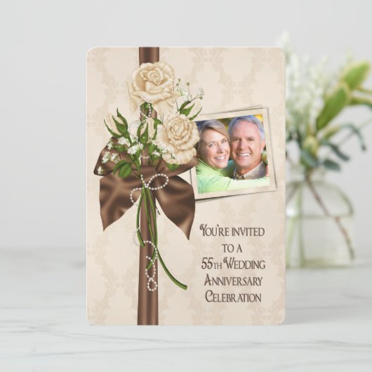 55e Jubileum Rozen Kaart (Staand voorkant)