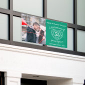 55e Jubileum smaragdgroen hart aangepaste foto Spandoek (Buitenkant Gebouw)