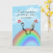 55e Jubileum Stick Figuur Paar Op Een Regenboog Kaart (Gele Bloem)
