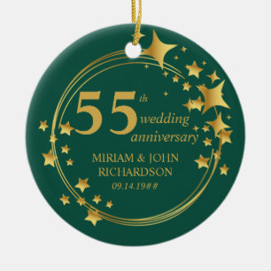 55e Jubileum van Emerald Wedding Foto Gold Stars Keramisch Ornament
